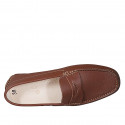 Men's car shoe with removable insole in cognac brown leather - Available sizes:  38, 47, 50, 51, 53, 54
