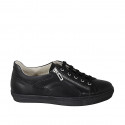 Scarpa stringata da uomo con cerniera e plantare estraibile in pelle nera - Misure disponibili: 38, 46, 47, 50, 52
