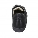 Men's laced casual shoe with zipper and removable insole in black leather - Available sizes:  38, 46, 47, 49, 50, 51, 52, 54