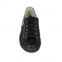 Scarpa stringata da uomo con cerniera e plantare estraibile in pelle nera - Misure disponibili: 38, 46, 47, 50, 52