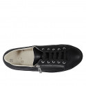 Scarpa stringata da uomo con cerniera e plantare estraibile in pelle nera - Misure disponibili: 38, 46, 47, 50, 52
