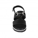 Sandalo da donna in pelle nera con accessorio zeppa 4 - Misure disponibili: 43, 45