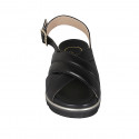 Sandalo da donna in pelle nera con fasce incrociate zeppa 3 - Misure disponibili: 33, 42, 43, 44