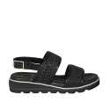 Sandalo da donna in pelle intrecciata nera zeppa 3 - Misure disponibili: 44