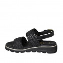 Sandalo da donna in pelle intrecciata nera zeppa 3 - Misure disponibili: 44