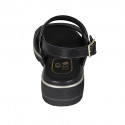 Sandalo da donna in pelle intrecciata nera zeppa 3 - Misure disponibili: 43, 44