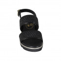 Sandalo da donna in pelle intrecciata nera zeppa 3 - Misure disponibili: 44