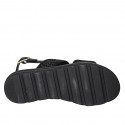 Sandalo da donna in pelle intrecciata nera zeppa 3 - Misure disponibili: 44