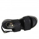 Sandale pour femmes en cuir tressé noir talon compensé 3 - Pointures disponibles:  43, 44