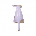 Woman's pointy open shoe with strap in lilac leather heel 8 - Available sizes:  32, 34, 42, 43, 44