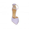 Woman's pointy open shoe with strap in lilac leather heel 8 - Available sizes:  32, 34, 42, 43, 44