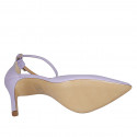 Zapato abierto a punta con cinturon para mujer en piel lila tacon 8 - Tallas disponibles:  32, 34, 42, 43, 44