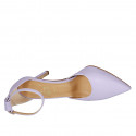 Zapato abierto a punta con cinturon para mujer en piel lila tacon 8 - Tallas disponibles:  32, 34, 42, 43, 44