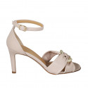 Zapato abierto para mujer con cinturon y accesorio en piel nude tacon 8 - Tallas disponibles:  31, 42, 43, 44
