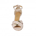 Zapato abierto para mujer con cinturon y accesorio en piel nude tacon 8 - Tallas disponibles:  31, 42, 43, 44