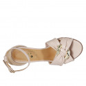 Woman's open shoe with strap and accessory in nude leather heel 8 - Available sizes:  31, 32, 33, 34, 42, 43, 44, 45, 46