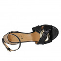 Chaussure ouverte pour femmes avec courroie et accessoire en cuir noir talon 8 - Pointures disponibles:  31, 32, 33, 34, 42, 45