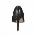 Escarpin à bout pointu pour femmes en cuir noir et tissu talon 8 - Pointures disponibles:  31, 34, 43, 46