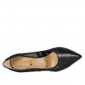 Zapato de salon puntiagudo para mujer en piel negra y tejido tacon 8 - Tallas disponibles:  31, 34, 43, 46