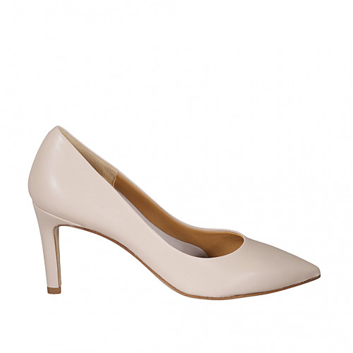 ﻿Woman's pump in nude leather heel 8