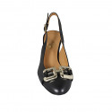 Chaussure ouverte au talon pour femmes en cuir noir avec accessoire talon 5 - Pointures disponibles:  32, 33, 34