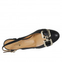 Zapato destalonado para mujer en piel negra con accesorio tacon 5 - Tallas disponibles:  32, 34