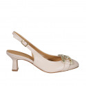 Woman's slingback pump in nude leather with accessory heel 5 - Available sizes:  33, 34, 46