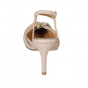 Woman's slingback pump in nude leather with accessory and strap heel 8 - Available sizes:  31, 42, 43, 44, 45, 46