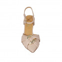 Woman's slingback pump in nude leather with accessory and strap heel 8 - Available sizes:  31, 42, 43, 44, 45, 46