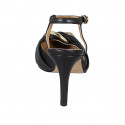 Chaussure ouverte au talon pour femmes en cuir noir avec accessoire et courroie talon 8 - Pointures disponibles:  32, 33, 34, 43, 44, 45, 46