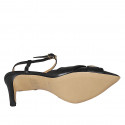 Chaussure ouverte au talon pour femmes en cuir noir avec accessoire et courroie talon 8 - Pointures disponibles:  32, 33, 34, 43, 44, 45, 46