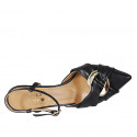 Chaussure ouverte au talon pour femmes en cuir noir avec accessoire et courroie talon 8 - Pointures disponibles:  31, 32, 33, 34, 42, 43, 44, 45, 46, 47