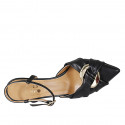 Chaussure ouverte au talon pour femmes en cuir noir avec accessoire et courroie talon 8 - Pointures disponibles:  32, 33, 34, 43, 44, 45, 46