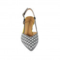 Zapato destalonado a punta para mujer en piel imprimida negra, blanca y amarillo tacon 5 - Tallas disponibles:  32