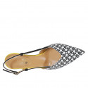 Chaussure ouverte au talon à bout pointu pour femmes en cuir imprimé noir, blanc et jaune talon 5 - Pointures disponibles:  32