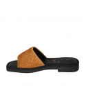 Woman's mules in cognac brown suede heel 2 - Available sizes:  34, 42, 44, 46