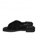Sandale pour femmes en cuir et daim noir talon 2 - Pointures disponibles:  33, 44