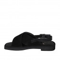 Woman's sandal in black leather and suede heel 2 - Available sizes:  33, 44