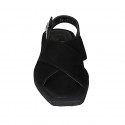 Woman's sandal in black leather and suede heel 2 - Available sizes:  33, 44