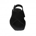 Woman's sandal in black leather and suede heel 2 - Available sizes:  44