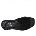 Woman's sandal in black leather and suede heel 2 - Available sizes:  44
