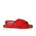 Woman's sandal in red leather and suede heel 2 - Available sizes:  33, 42, 43, 44, 45