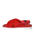 Woman's sandal in red leather and suede heel 2 - Available sizes:  33, 42, 43, 44, 45