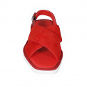 Woman's sandal in red leather and suede heel 2 - Available sizes:  33, 42, 43, 44, 45