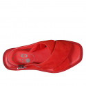 Woman's sandal in red leather and suede heel 2 - Available sizes:  33, 42, 43, 44