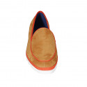 Mocassino da donna in camoscio color cuoio e arancione zeppa 1 - Misure disponibili: 43, 44