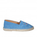 Espadrillas originali prodotte in Spagna in camoscio azzurro con logo pace multicolor zeppa 1 - Misure disponibili: 42, 43, 44