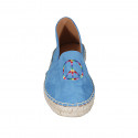 Espadrillas originali prodotte in Spagna in camoscio azzurro con logo pace multicolor zeppa 1 - Misure disponibili: 42, 43, 44