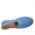 Espadrillas originali prodotte in Spagna in camoscio azzurro con logo pace multicolor zeppa 1 - Misure disponibili: 42, 43, 44