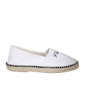 Espadrille original fabriqué en Espagne en tissu blanc avec inscriptions noir "Peace" et "Love" talon compensé 1 - Pointures disponibles:  42, 43, 45